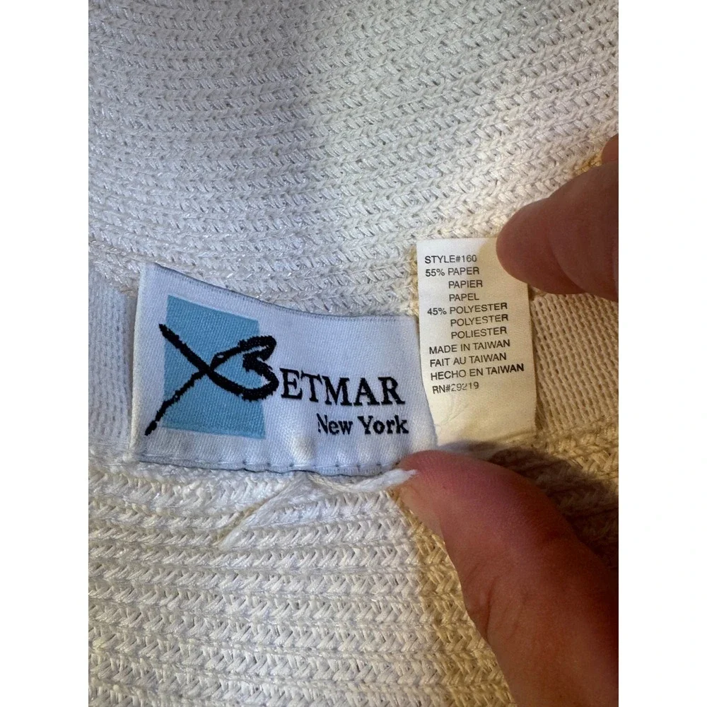 Betmar New York Cream Woven Paper Straw Sun Hat Wide Brim Summer Beach Style 160
